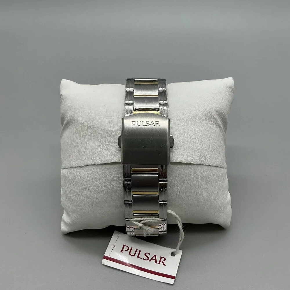 Pulsar YM92-X082 Mens Watch 34mm Chronograph Two Tone Bracelet New Battery 8.25